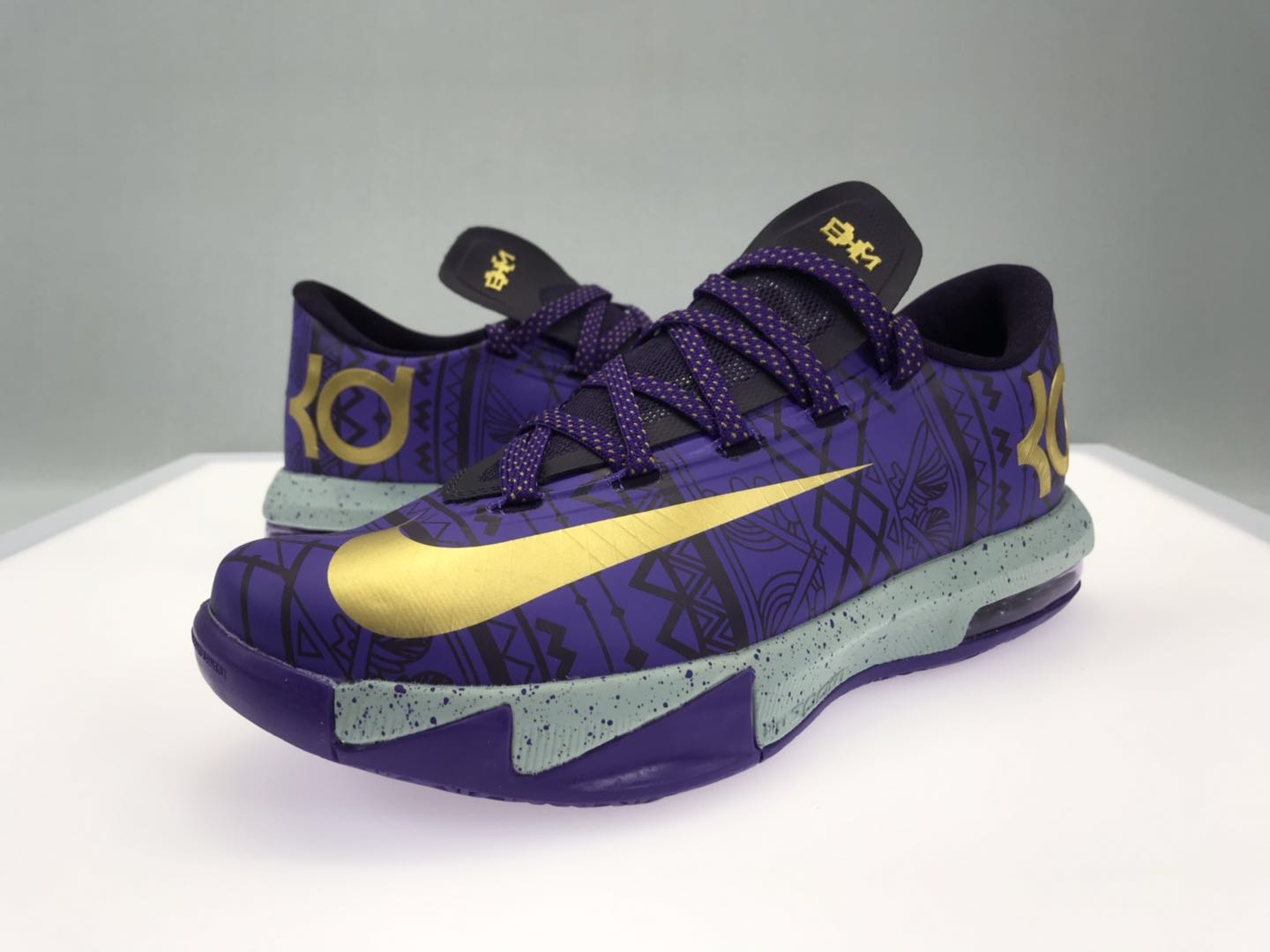 New Men Nike Kevin Durant 6 Purple Gold Black Shoes